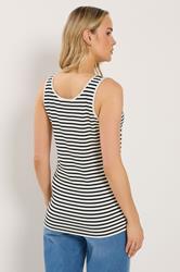 LTS Tall Women's Black & White Stripe Ribbed Placket Vest | Long Tall Sally 5