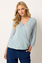 M&Co Light Blue Wrap Top | M&Co 3