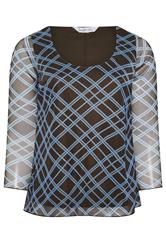 YOURS LONDON Curve Brown & Blue Check Top