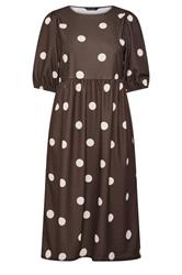 LIMITED COLLECTION Plus Size Chocolate Brown Polka Dot Dress | Yours Clothing 1