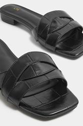 LTS Black Twisted Block Mule Sandals In Standard Fit | Long Tall Sally 5