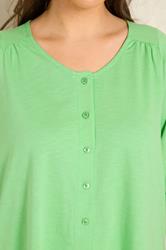 EVANS Plus Size Green Short Sleeve Cotton Top | Evans 4