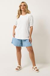 YOURS Plus Size White Broiderie Anglaise T-Shirt | Yours Clothing 2