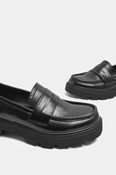 Black Platform Loafers In Wide E Fit | Yours Clothing 4