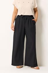 YOURS Plus Size Brown Wide Leg Textured Trousers | Yours Clothing 1