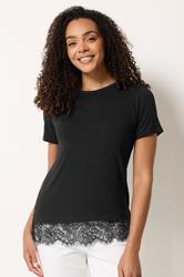 M&Co Black Lace Hem T Shirt | M&Co 3