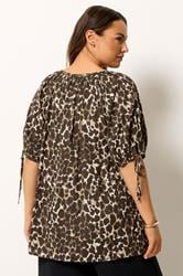 YOURS Plus Size Brown Leopard Swirl Detail Blouse | Yours Clothing 2