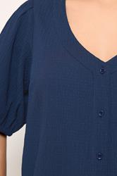 YOURS Plus Size Navy Blue Textured Blouse | Yours Clothing 4