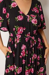 YOURS Plus Size Black Floral Angel Sleeve Dress | Yours Clothing 4