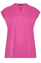 YOURS Curve Pink Notch Neck T-Shirt