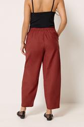 PixieGirl Petite Women's Brick Red Linen Barrel Trousers | PixieGirl 2