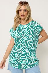 YOURS Plus Size Teal Blue Zebra Print T-Shirt | Yours Clothing 3