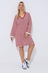 LIMITED COLLECTION Plus Size Red Stripe Crochet Knitted Dress | Yours Clothing 1