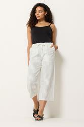 M&Co White Stripe Cotton Wide Leg Cropped Trousers | M&Co 4