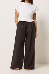 PixieGirl Petite Women's Brown Linen Wide Leg Trousers | PixieGirl 2