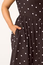 YOURS Plus Size Chocolate Brown Polka Dot Linen Maxi Dress | Yours Clothing 4