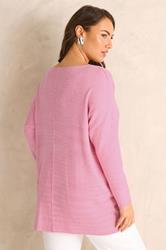 EVANS Plus Size Pink Batwing Sleeve Jumper 2