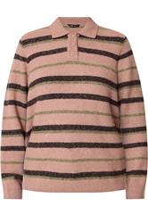 LTS Tall Women's Pink Stripe Knitted Polo Jumper | Long Tall Sally 5