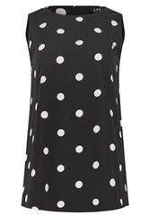 LTS Tall Black Polka Dot Print Vest Top