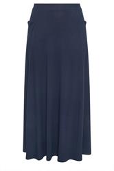 EVANS Curve Navy Blue Stretch Jersey Midaxi Skirt