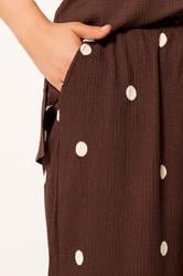 YOURS Plus Size Chocolate Brown Polka Dot Crinkle Trousers | Yours Clothing 4
