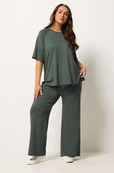 YOURS Plus Size Sage Green Soft Touch T-Shirt | Yours Clothing 1