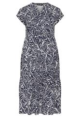 EVANS Plus Size Navy Blue Abstract Print Notch Neck Cotton Midi Dress | Evans 5