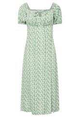 PixieGirl Petite Women's Mint Green Floral Tie Front Midi Dress | PixieGirl 7