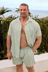 BadRhino Big & Tall Green & White Geometric Swim Shorts | BadRhino 3