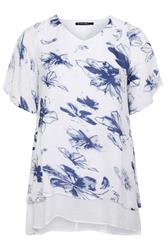 EVANS Curve Navy Blue Double Layer Angel Top