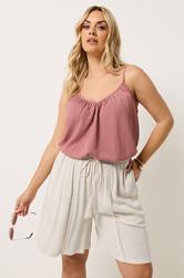 YOURS Plus Size Natural Brown Scallop Trim Shorts | Yours Clothing 3