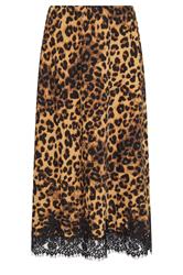 STAR Brown Leopard Lace Trim Satin Skirt | StarByJM 6