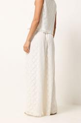 PixieGirl Petite Women's Set White Lace Lined Shirt & Wide Leg Trousers | PixieGirl 8