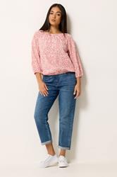 M&Co Petite Pink Floral Button Down Cotton Blouse | M&Co  1