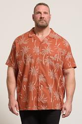 BadRhino Big & Tall Clay Orange Palm Tree Print Short Sleeve Shirt | BadRhino 1