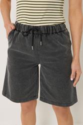 LTS Tall Women's Black Acid Wash Pull On Denim Cotton Jorts | Long Tall Sally 5