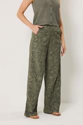 LTS Tall Women's Olive Green Floral Embroidered Wide Leg Trousers | Long Tall Sally 2