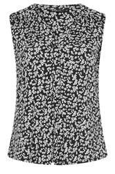 YOURS Curve Black Floral Notch Neck Swing Blouse