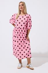 LIMITED COLLECTION Plus Size Pink Polka Dot Dress | Yours Clothing 3