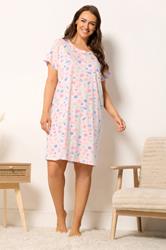 YOURS Plus Size Pink Shell Placket Nightdress | Yours Clothing 1