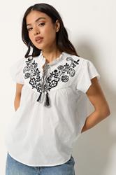PixieGirl Petite Women's White Cotton Embroidered Blouse | PixieGirl 1