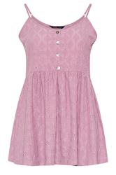 YOURS top peplum rosa con bordados con calados