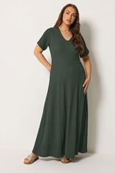 YOURS Plus Size Khaki Green Textured Maxi Dress | Yours Clothing 3