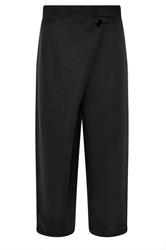 PixieGirl Petite Black Jersey Wrap Wide Leg Trousers