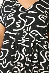 YOURS Plus Size Black Abstract Print Pleat Front Midi Dress | Yours Clothing 4