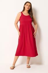 YOURS Plus Size Red Textured Smock Dress | Yours Clothing 1