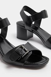 LTS Black Buckle Block Heel In Standard Fit | Long Tall Sally 6