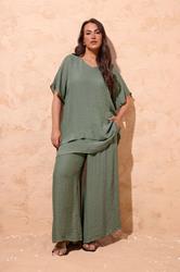 EVANS Plus Size Khaki Green Wide Leg Trouser | Evans 1