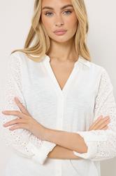 M&Co White Broderie Sleeve Cotton Shirt | M&Co 4