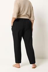 YOURS Plus Size Black  Cool Cotton Barrel Leg Trousers | Yours Clothing 2